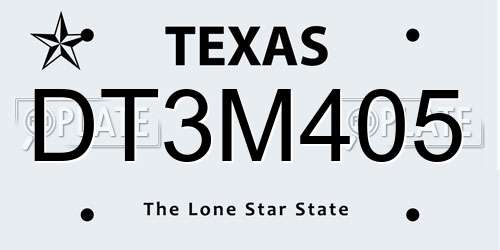 DT3M405 Texas License Plate