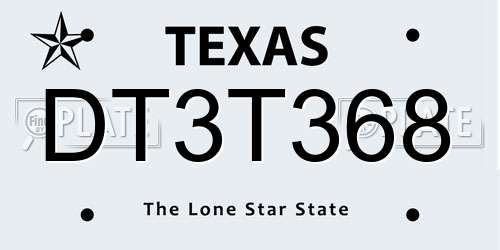 DT3T368 Texas License Plate