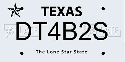 DT4B2S Texas License Plate