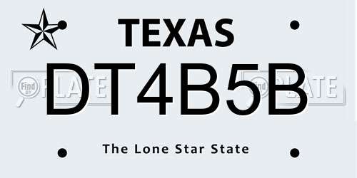 DT4B5B Texas License Plate