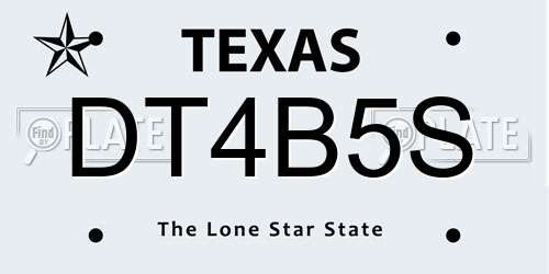 DT4B5S Texas License Plate