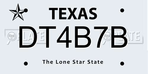 DT4B7B Texas License Plate