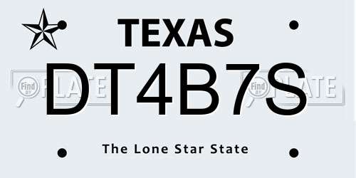 DT4B7S Texas License Plate