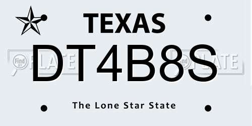 DT4B8S Texas License Plate