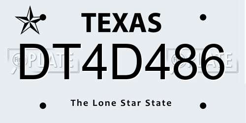 DT4D486 Texas License Plate