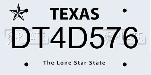 DT4D576 Texas License Plate