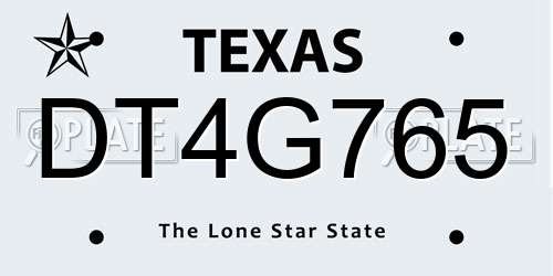 DT4G765 Texas License Plate