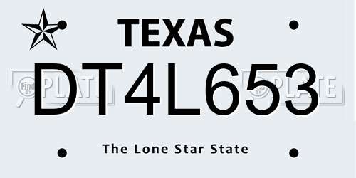 DT4L653 Texas License Plate