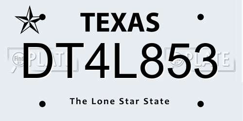 DT4L853 Texas License Plate