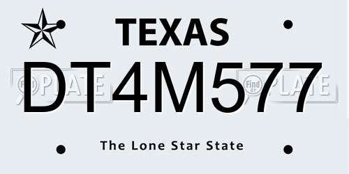 DT4M577 Texas License Plate