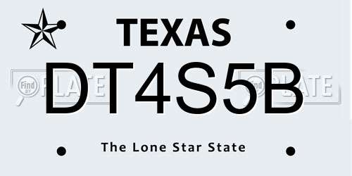 DT4S5B Texas License Plate