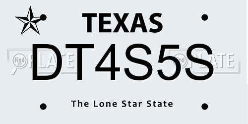 DT4S5S Texas License Plate