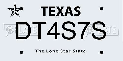DT4S7S Texas License Plate