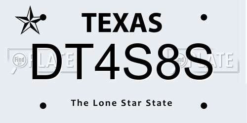 DT4S8S Texas License Plate