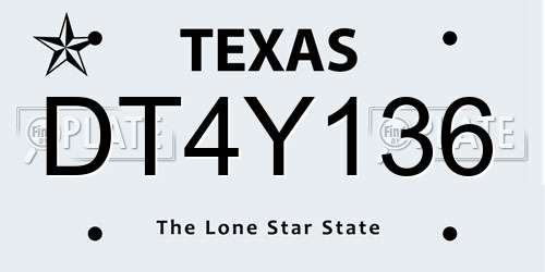 DT4Y136 Texas License Plate