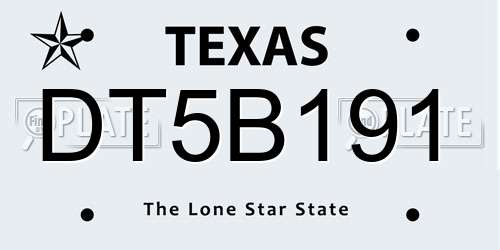 DT5B191 Texas License Plate
