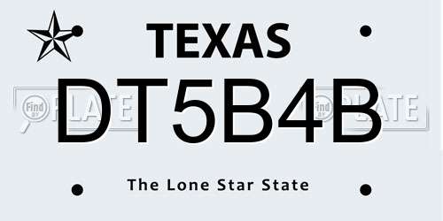 DT5B4B Texas License Plate