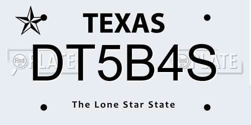 DT5B4S Texas License Plate