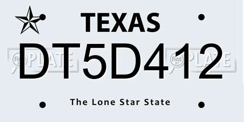 DT5D412 Texas License Plate