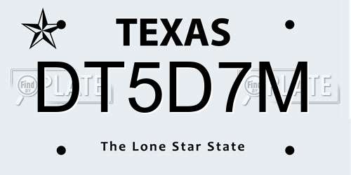 DT5D7M Texas License Plate