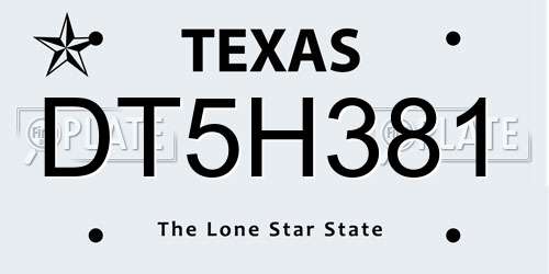 DT5H381 Texas License Plate