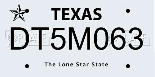 DT5M063 Texas License Plate