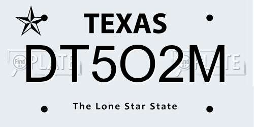 DT5O2M Texas License Plate