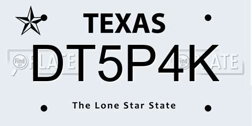 DT5P4K Texas License Plate