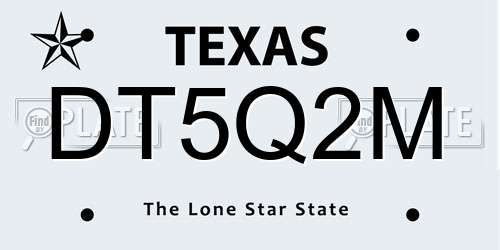 DT5Q2M Texas License Plate