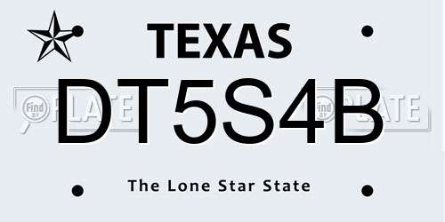DT5S4B Texas License Plate