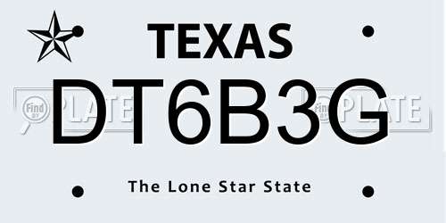 DT6B3G Texas License Plate