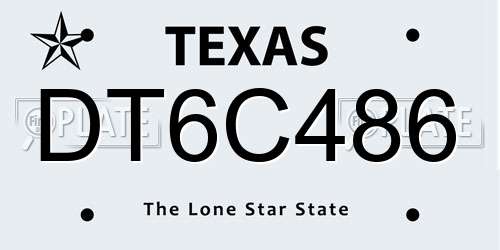 DT6C486 Texas License Plate
