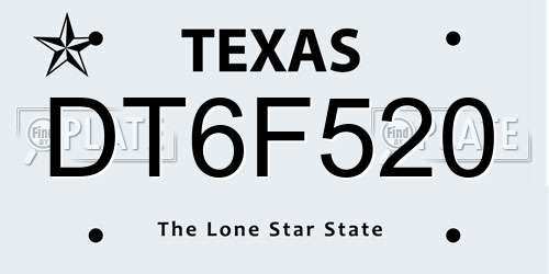 DT6F520 Texas License Plate