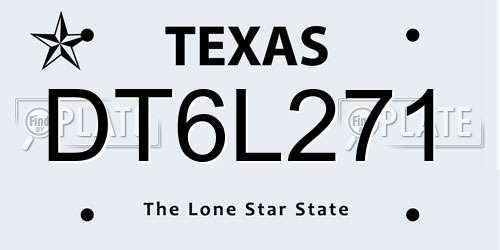 DT6L271 Texas License Plate
