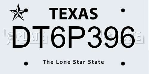 DT6P396 Texas License Plate