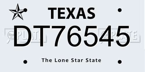 DT76545 Texas License Plate