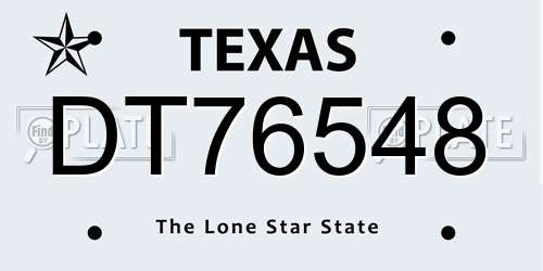 DT76548 Texas License Plate