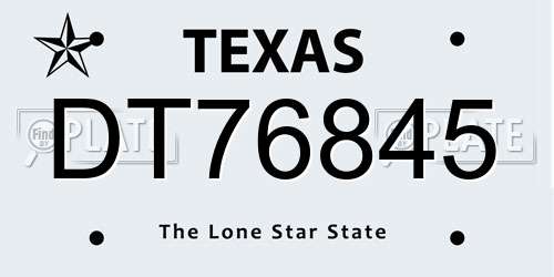 DT76845 Texas License Plate