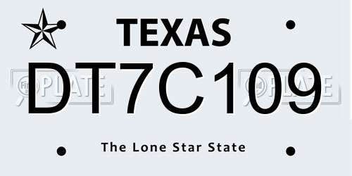 DT7C109 Texas License Plate
