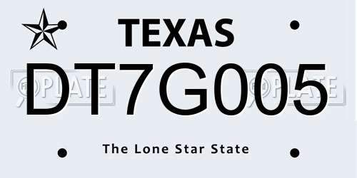 DT7G005 Texas License Plate