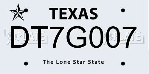 DT7G007 Texas License Plate