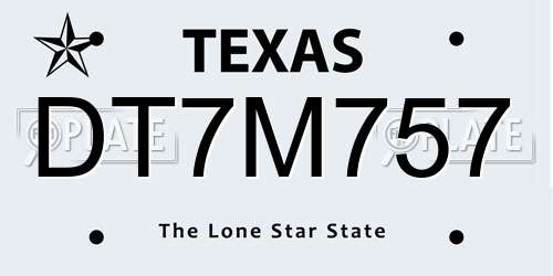 DT7M757 Texas License Plate