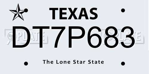 DT7P683 Texas License Plate