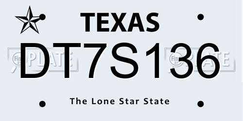 DT7S136 Texas License Plate