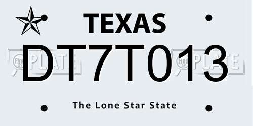 DT7T013 Texas License Plate