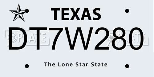 DT7W280 Texas License Plate