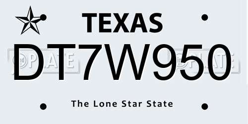 DT7W950 Texas License Plate