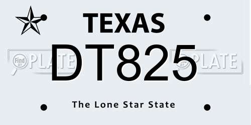 DT825 Texas License Plate