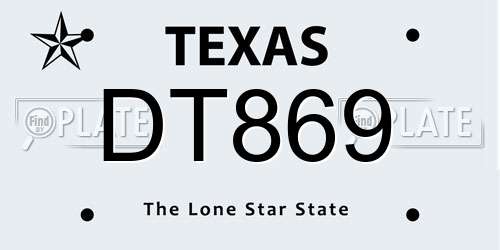 DT869 Texas License Plate