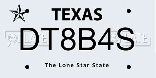 DT8B4S Texas License Plate